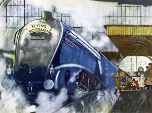 <b class=qtipBold><figcaption>Flying Scotsman 1930S</figcaption></b><br>The London and North Eastern Railway's 'Flying Scotsman' express, drawn by the A4 Pacific 'Union of South Africa' leaves Kings Cross and heads for Edinburgh.<br><em>© Mary Evans Picture Library</em> Flying Scotsman 1930S