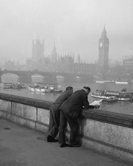 A foggy day on Thames Embankment, London A foggy day on Thames Embankment, London