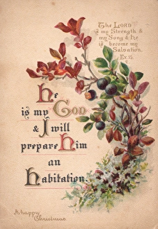 Foliage and religious texts on a Christmas card Foliage and religious texts on a Christmas card