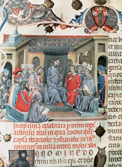 Folio of Codex of the Usages depicting the Catalan Parlia Folio of Codex of the Usages depicting the Catalan Parlia