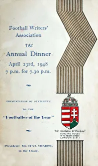Football Writers Association - 1st Annual Dinner, held at The Hungaria Restaurant Football Writers Association - 1st Annual Dinner, held at The Hungaria Restaurant