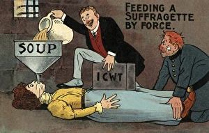 Striker Gallery: Force feeding a suffragette (cartoon)