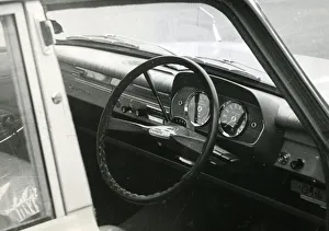 Ford Cortina car, steering wheel and dashboard, 1965 Ford Cortina car, steering wheel and dashboard, 1965