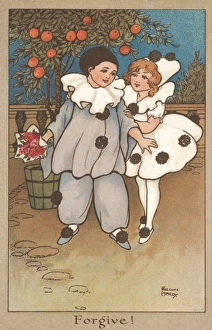 <b class=qtipBold><figcaption>Forgive by Florence Hardy</figcaption></b><br>Two little Pierrot children forgive and forget and become friends, or even boyfriend and girlfriend after a period of infidelity!<br><em>© Mary Evans/Peter & Dawn Cope Collection</em> Forgive by Florence Hardy
