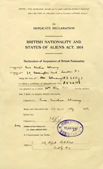 Form, British Nationality and Status of Aliens Act, 1914 Form, British Nationality and Status of Aliens Act, 1914