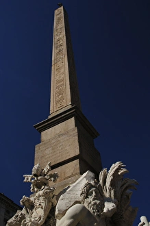 Fountain of Four Rivers, 1651, by Bernini. The river-god Gan Fountain of Four Rivers, 1651, by Bernini. The river-god Gan