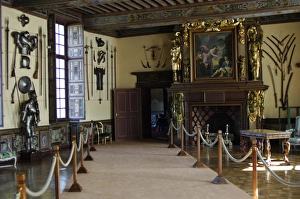 France. Cheverny Castle. Arms room and armor France. Cheverny Castle. Arms room and armor