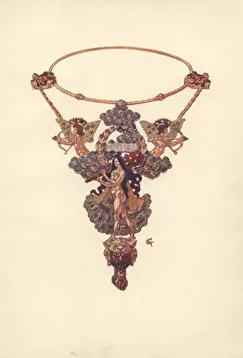 Holme Gallery: French art nouveau pendant and necklet by Eugene Grasset