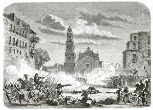 The French enter Naples and fights the rebellious populace in the streets The French enter Naples and fights the rebellious populace in the streets