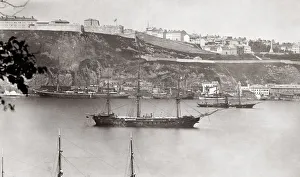 French Men of War warships, harbour Quebec, Canada French Men of War warships, harbour Quebec, Canada