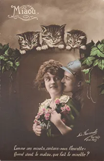 WW1 set of 3 French romantic postcards Allied soldier and sweetheart WW1 set of 3 French romantic postcards Allied soldier and sweetheart