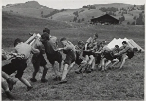 French scouts playing tug of war at camp in Switzerland French scouts playing tug of war at camp in Switzerland