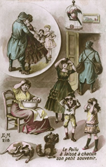 French soldier returns home from the front bearing fleas French soldier returns home from the front bearing fleas