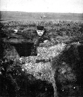 A French soldier stood in a trench at Arras A French soldier stood in a trench at Arras
