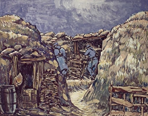 French soldiers in trench, Vailly, France, WW1 French soldiers in trench, Vailly, France, WW1