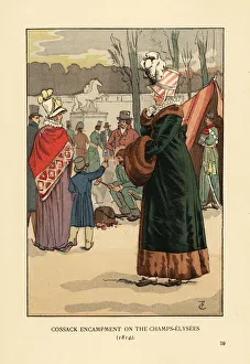 French women visting the Cossack bivouac in Paris, 1814 French women visting the Cossack bivouac in Paris, 1814