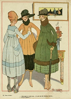 Three Frenchwomen in fashionable outfits, WW1 Three Frenchwomen in fashionable outfits, WW1