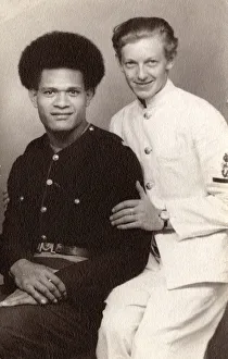 Two friends - A British Navy Sailor and a Pacific Islander Two friends - A British Navy Sailor and a Pacific Islander