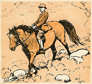 Frontispiece illustration, Robin riding Jerry Frontispiece illustration, Robin riding Jerry