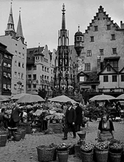 Fruit, flower and vegetable market, Nuremberg, Germany Fruit, flower and vegetable market, Nuremberg, Germany