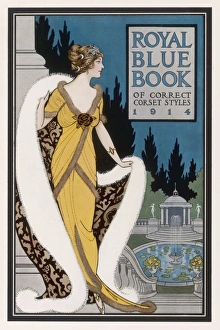 <b class=qtipBold><figcaption>Fur-Trim Dress 1914</figcaption></b><br>Fur-trimmed gown of narrow trained skirt with front split & a 'V'-necked wrap over tunic worn with a white fur- trimmed evening coat or wrap & a diamante headdress.<br><em>© Mary Evans Picture Library</em> Fur-Trim Dress 1914