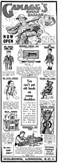 Gamages Xmas bazaar advertisement, WW1 Gamages Xmas bazaar advertisement, WW1