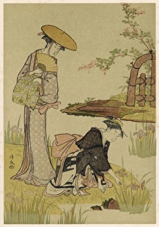 <b class=qtipBold><figcaption>Gardens/Iris Japan 1908</figcaption></b><br>Two Japanese women in an iris garden.<br><em>© Mary Evans Picture Library</em> Gardens/Iris Japan 1908