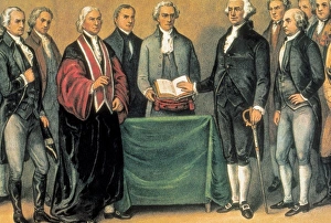 General George Washington swearing in as President at the ol General George Washington swearing in as President at the ol