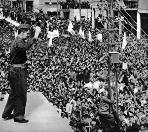 General Kassem, Prime Minister of Iraq addressing the crowds General Kassem, Prime Minister of Iraq addressing the crowds