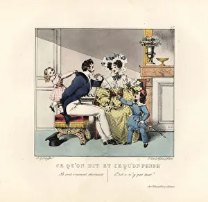 Gentleman being attacked by naughty children in a parlour Gentleman being attacked by naughty children in a parlour