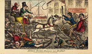 Gentleman crashing a carriage in a Belfast street, 1822 Gentleman crashing a carriage in a Belfast street, 1822