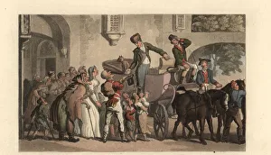 Gentleman giving out medicines to beggars, 18th century Gentleman giving out medicines to beggars, 18th century