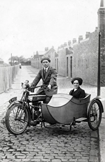 Gentleman & lady on 1920 Rudge Multi motorcycle & sidecar Gentleman & lady on 1920 Rudge Multi motorcycle & sidecar