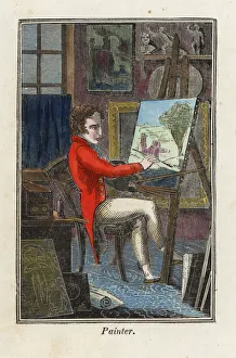 Gentleman painter with paintbrush in front Gentleman painter with paintbrush in front