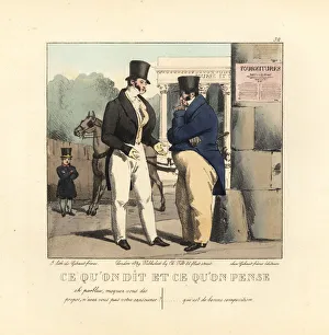 Two gentlemen standing in front of the stock market talking Two gentlemen standing in front of the stock market talking