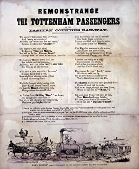 <b class=qtipBold><figcaption>George Hoy donkey</figcaption></b><br>George Hoy's donkey, remonstrance of the Tottenham passengers, 1856 Date:<br><em>© Mary Evans / National Archives</em> George Hoy donkey