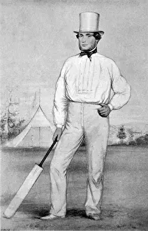 Prints of Illustration of George Parr (1826-1891), the cricketer who represented Nottinghamshire, Surrey, Sussex, Kent and the MCC between 1844 and 1870 Nottinghamshire Prints: George Parr, English Cricketer Print circa 1845