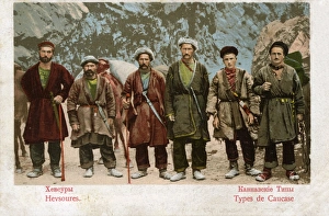 Georgia - Band of Khevsurians, Caucasus Mountains Georgia - Band of Khevsurians, Caucasus Mountains