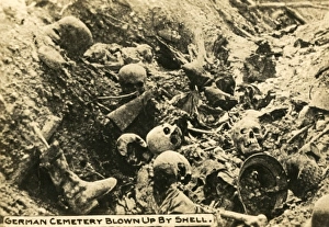 German cemetery blown up by American shell, WW1 German cemetery blown up by American shell, WW1