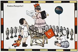 Children Prints: German Children Playing War Games WW1 Print