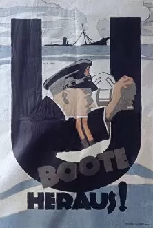 Enemy Collection: German propaganda poster, U Boote Heraus!, WW1