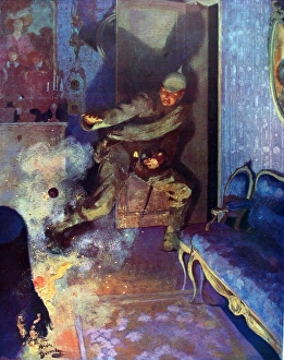 A German soldier trying to escape a French grenade A German soldier trying to escape a French grenade