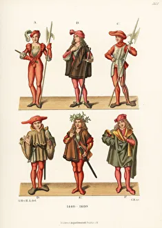German soldiers, hunter and young men of the 15th century German soldiers, hunter and young men of the 15th century