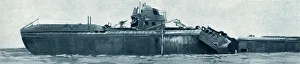 German U-boat abandoned and partly blown up, 1917 German U-boat abandoned and partly blown up, 1917