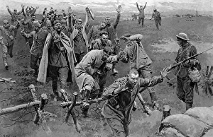 Germans surrendering, Western Front by Matania, WW1 Germans surrendering, Western Front by Matania, WW1