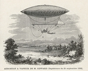 <b class=qtipBold><figcaption>Giffard Dirigible - 1</figcaption></b><br>The steam-powered dirigible of Henry Giffard<br><em>© Mary Evans Picture Library</em> Giffard Dirigible - 1