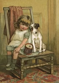 C1880 Gallery: Girl and Dog / Drum C1880