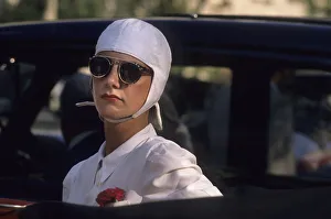 Girl with goggles and white helmet. Horizontal format Girl with goggles and white helmet. Horizontal format