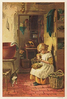Chores Gallery: Girl Peels Potatoes 1878