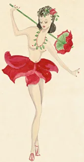 Girl with Red Parasol - Murrays Cabaret Club costume desi Girl with Red Parasol - Murrays Cabaret Club costume desi